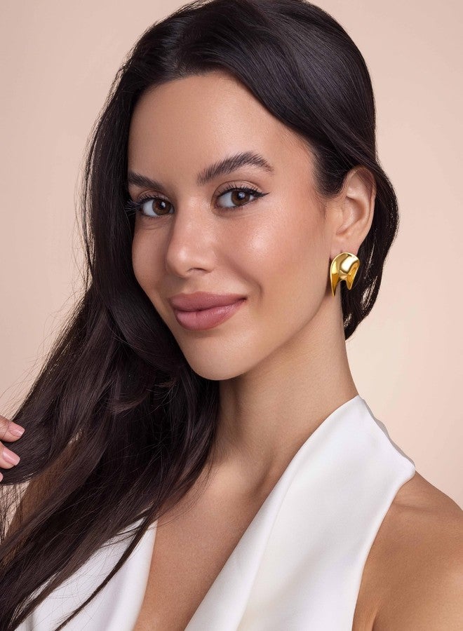 SNGIA أقراط مرصعة كبيرة الحجم مطلية بالذهب عيار 18 قيراطًا بتصميم حلزوني ملتوي مفتوح للنساء من SNGIA، أقراط حلزونية كبيرة مصنوعة يدويًا على شكل حرف C مضفرة، أقراط متدلية كبيرة دائرية الشكل هندسية على شكل صدفة، أقراط متدلية دائرية على شكل شمس بتصميم بوهيمي عتيق سميك خالٍ من النيكل. - Image 3